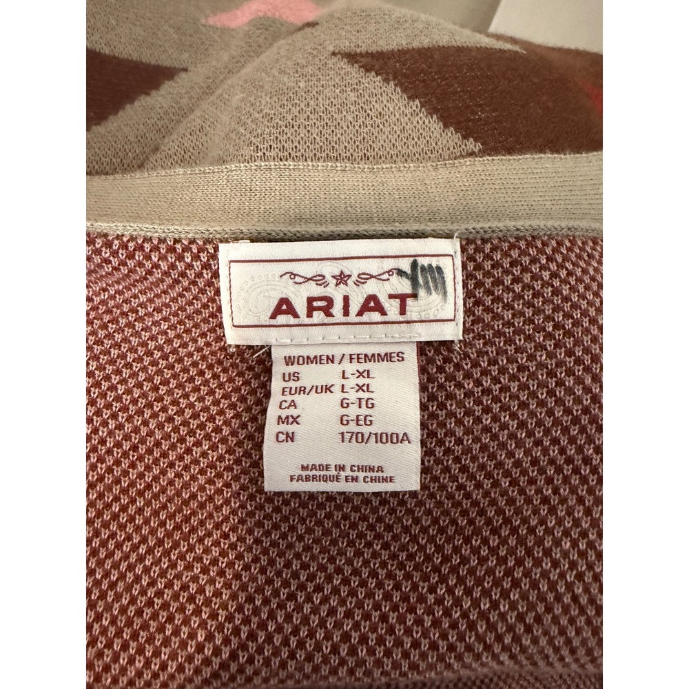 Ariat Women Duster Cardigan L-XL Southwestern Geometric Tan Rust Pink Longline - Picture 4 of 5